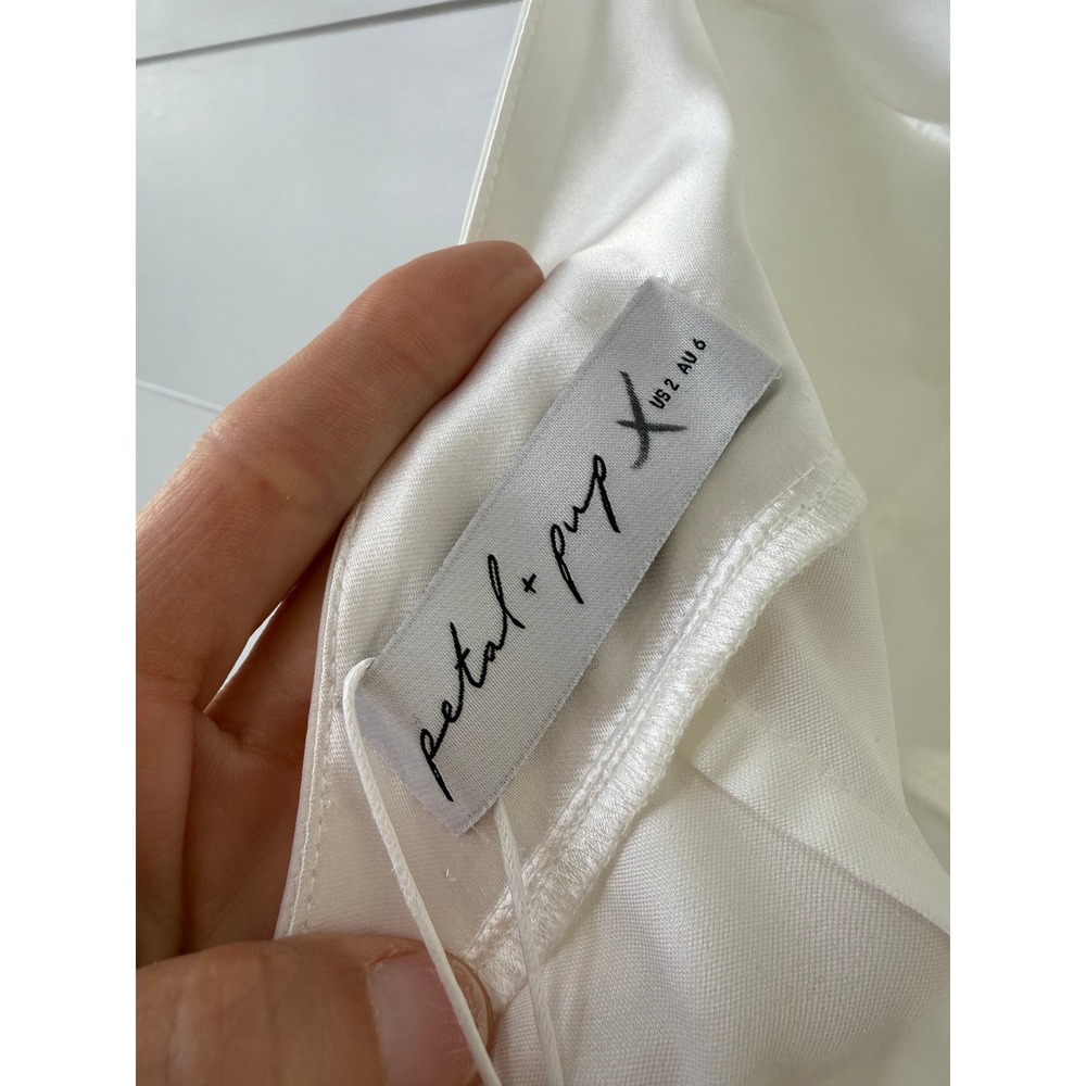 NWT Petal & Pup Anya White Halter Open Back Tulle Mini Dress Bridal US 2 - Picture 7 of 11